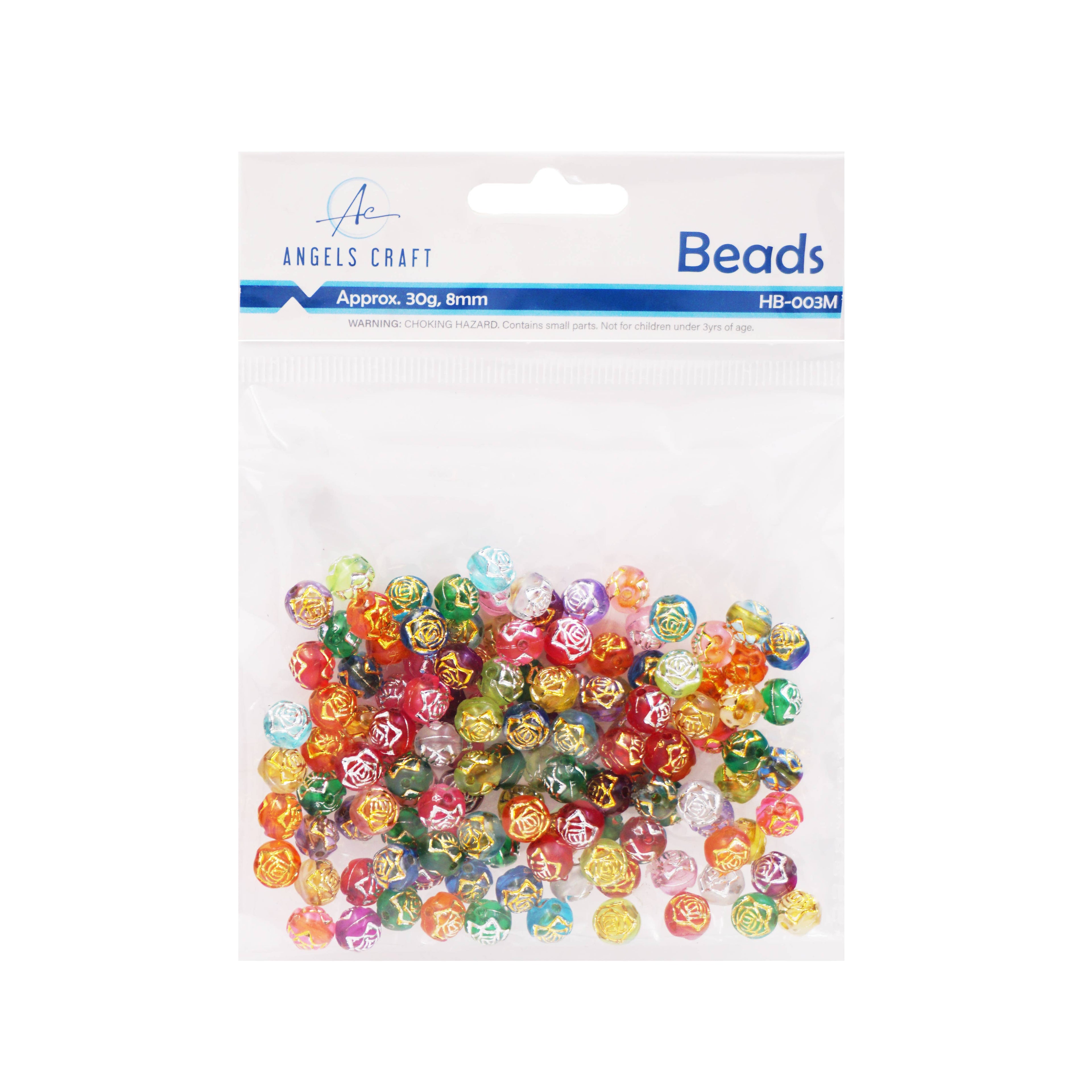 Approx. 120-ct Rose Engraved Beads, Asstd. Colors