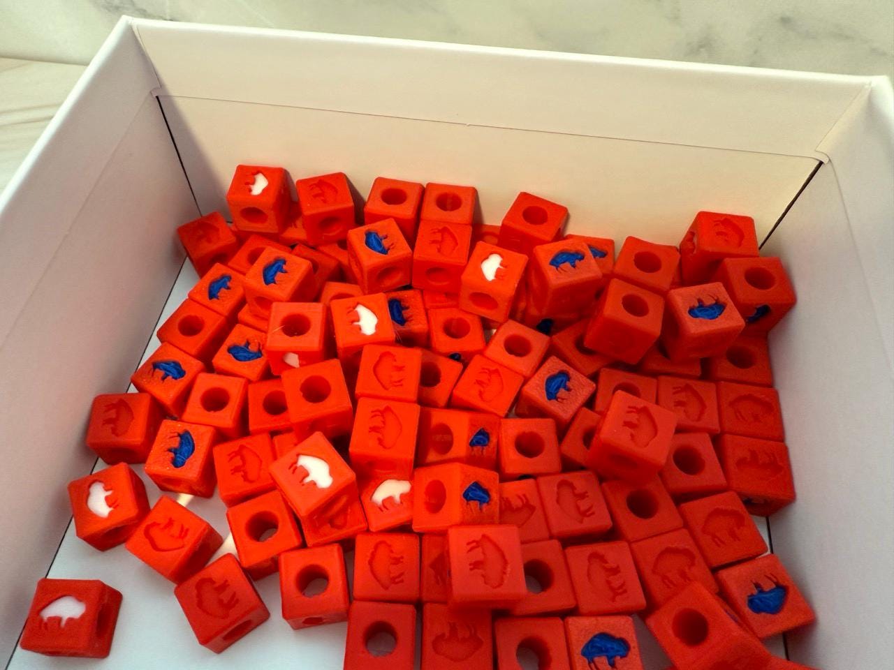 Standing Buffalo Charms/Beads QTY 10 - Red, Blue and White