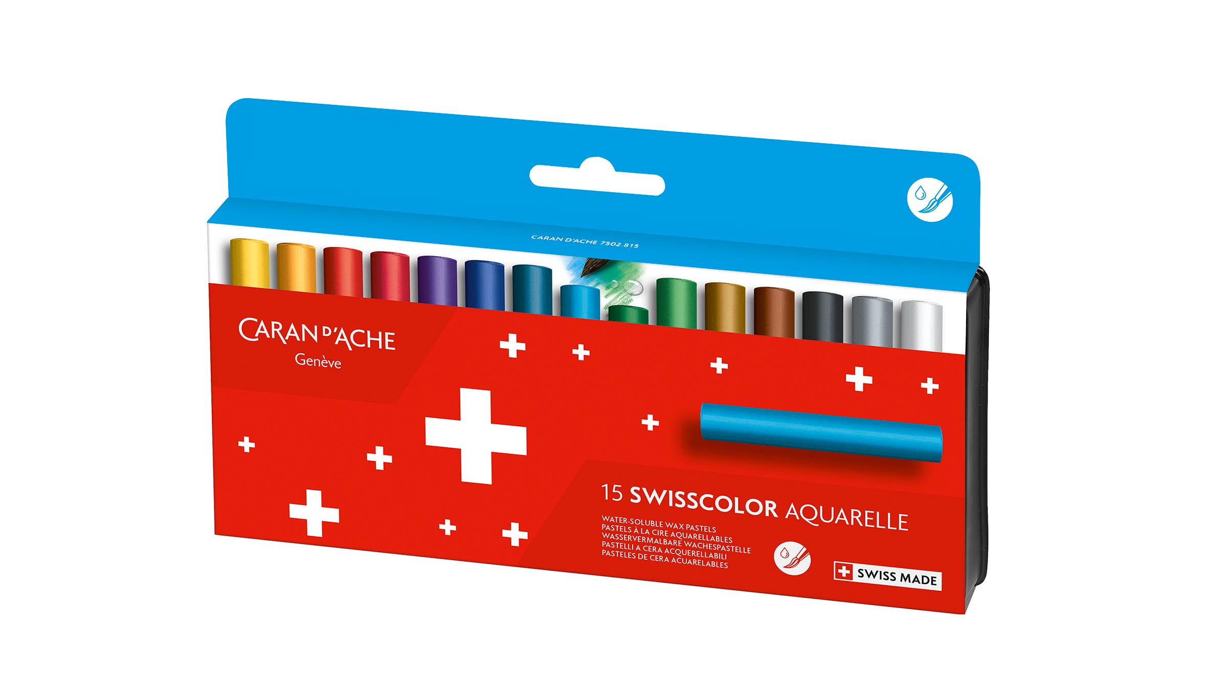 Set of 15 Wax Pastels, Water Soluble in Cardboard Box