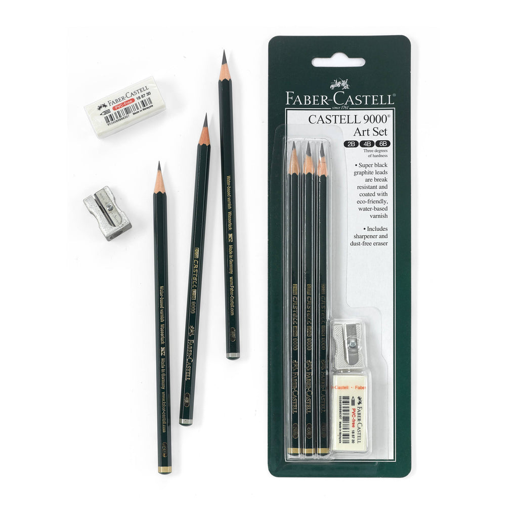 Castell 9000 Graphite Pencils, Art Set 2B, 4B, 6B Pencils