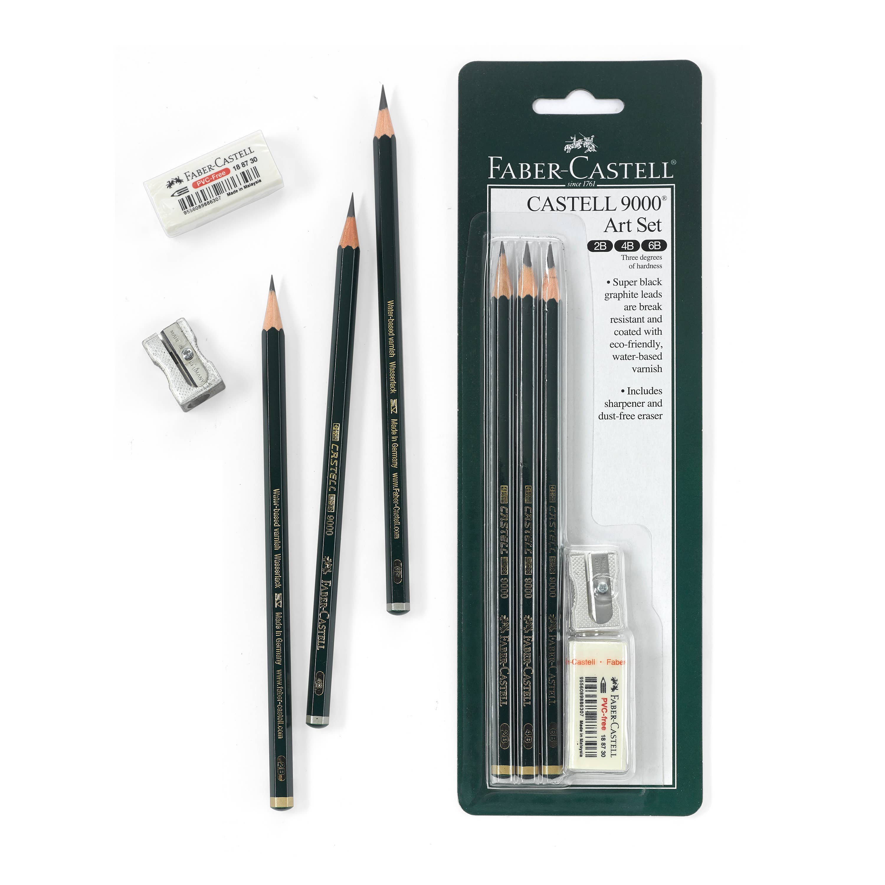 Castell 9000 Graphite Pencils, Art Set 2B, 4B, 6B Pencils