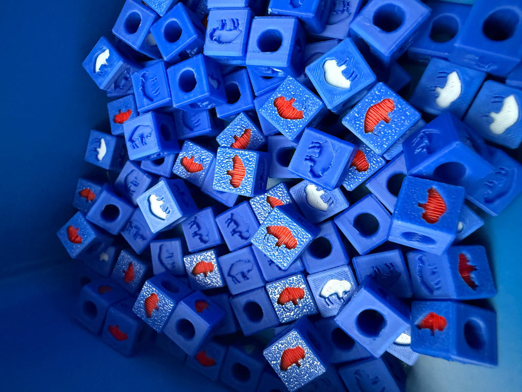 Standing Buffalo Charms/Beads QTY 10 - Red, Blue and White