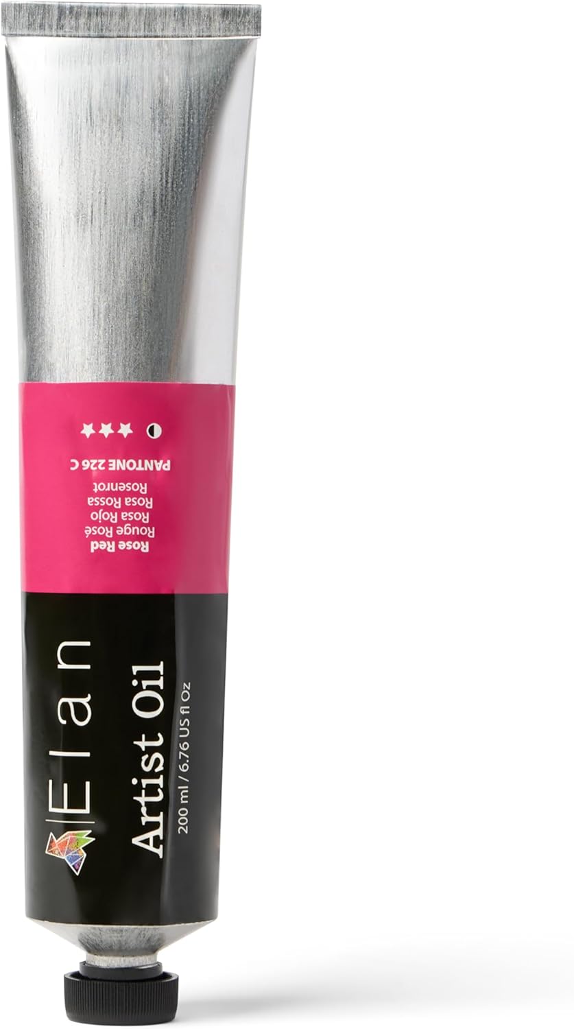 Elan Rose Red Oil Paint Tube 6.76 fl oz, Soft Rose Tone for Artists, Non-Toxic Red Oil Paint for Canvas