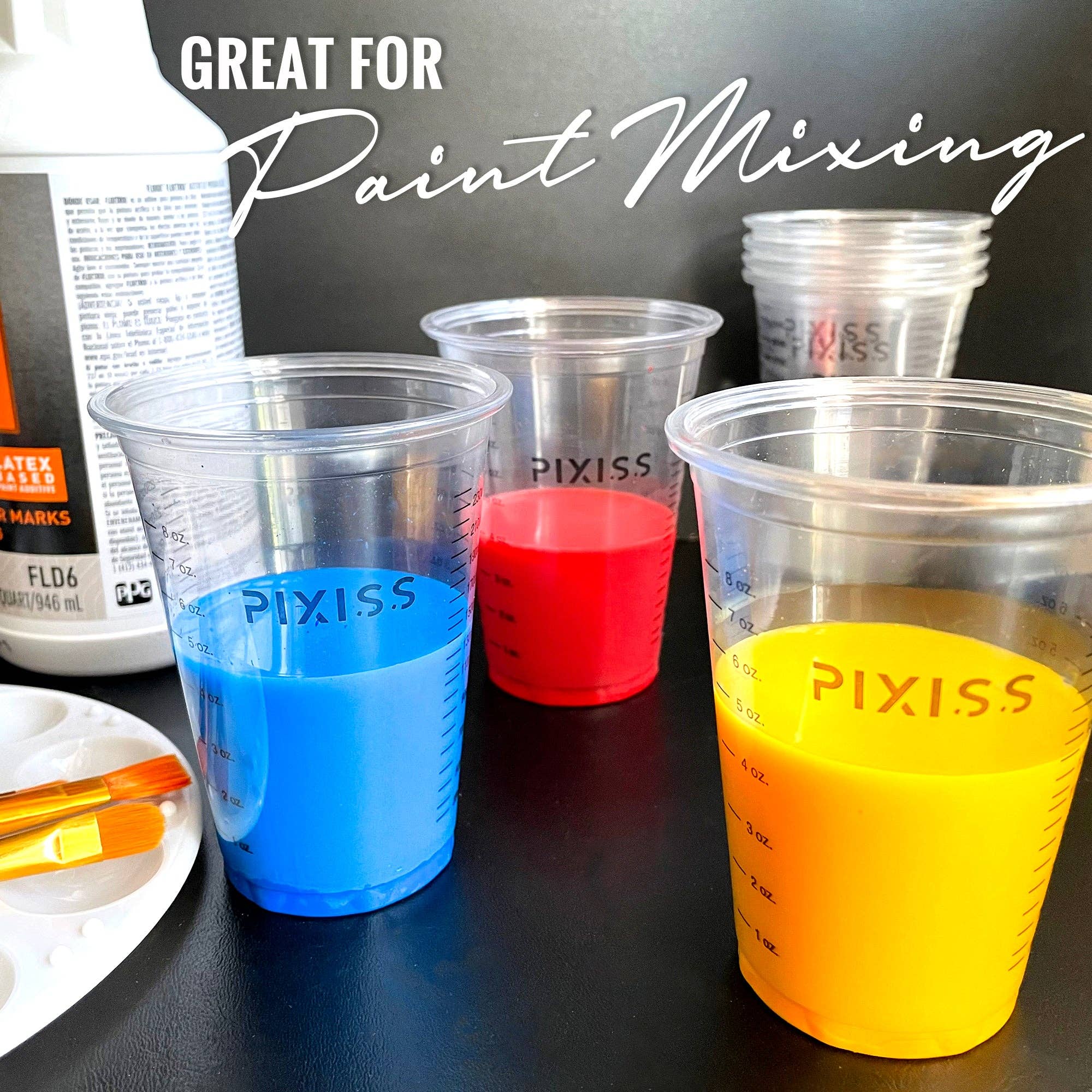 PIXISS Disposable Mixing & Measuring Cups - 10oz. 50qty
