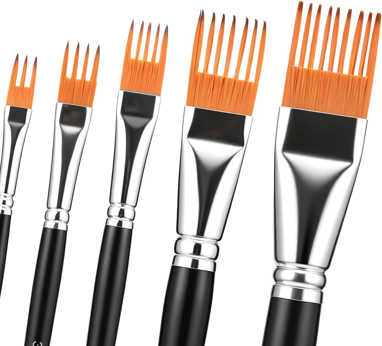 Professional 5-Piece Grainer Brush Set for Acrylic, Oil & Watercolor Painting, Short Handle Texture Brushes