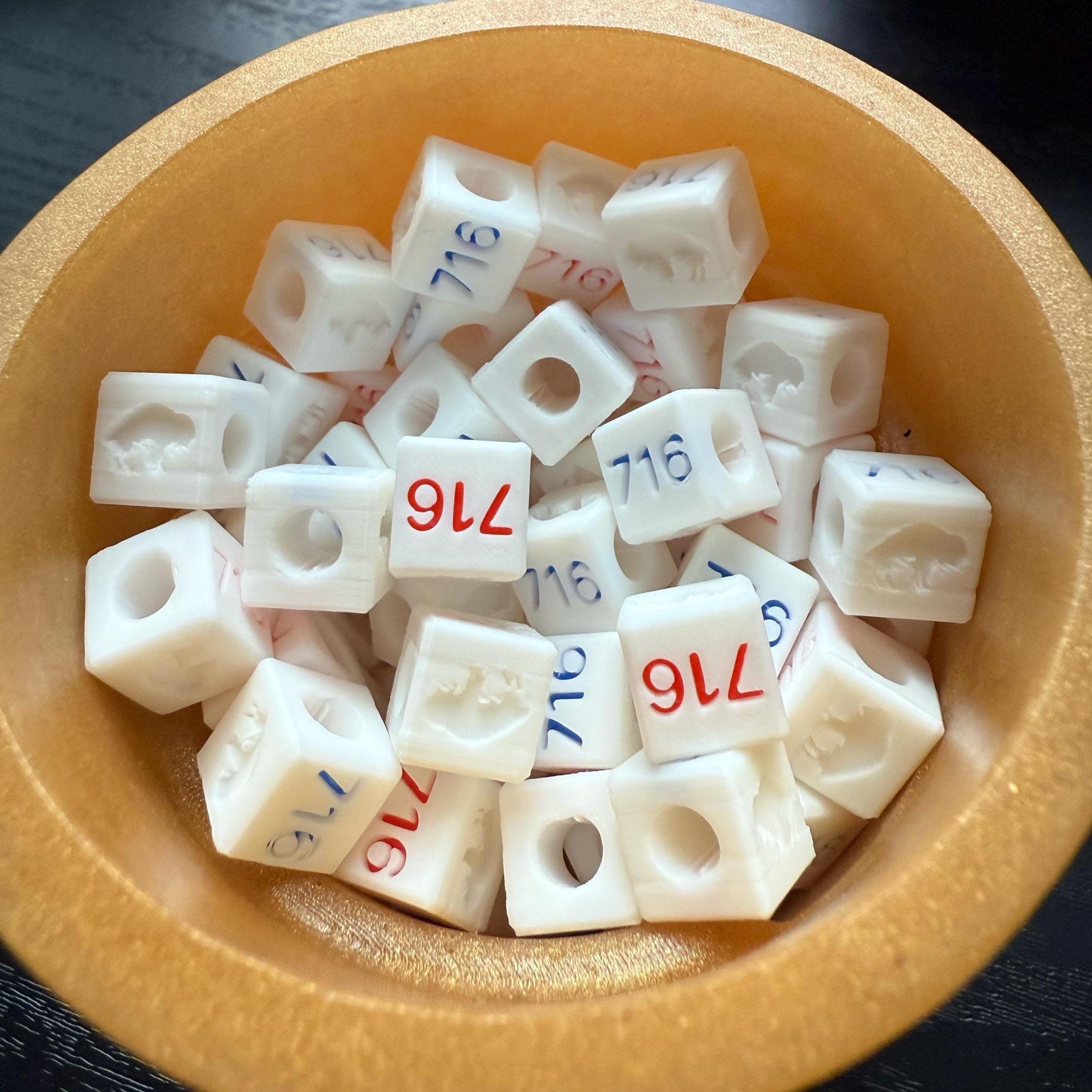 716 Charms/Beads QTY 10 - Red, Blue and White