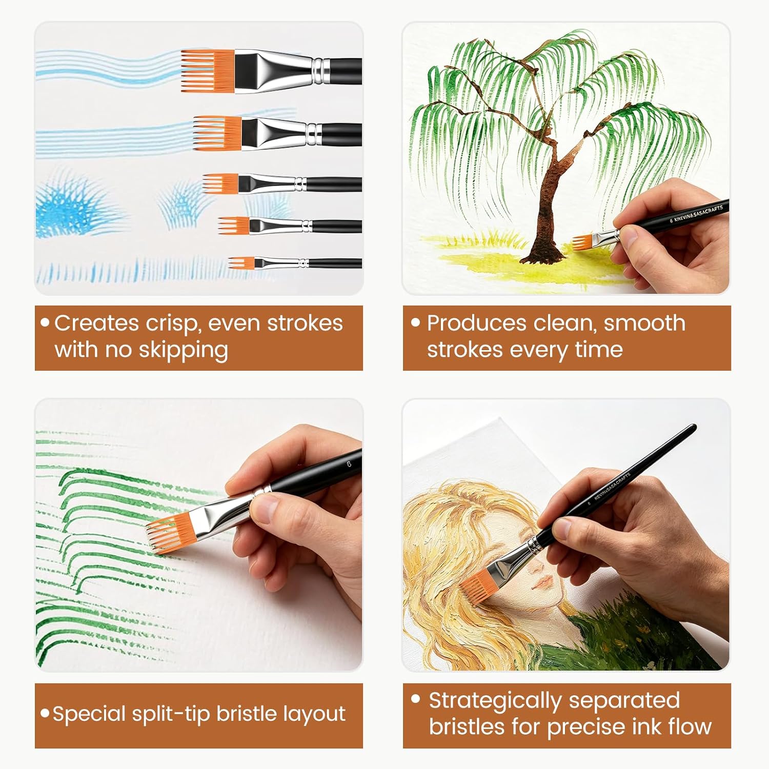 Professional 5-Piece Grainer Brush Set for Acrylic, Oil & Watercolor Painting, Short Handle Texture Brushes