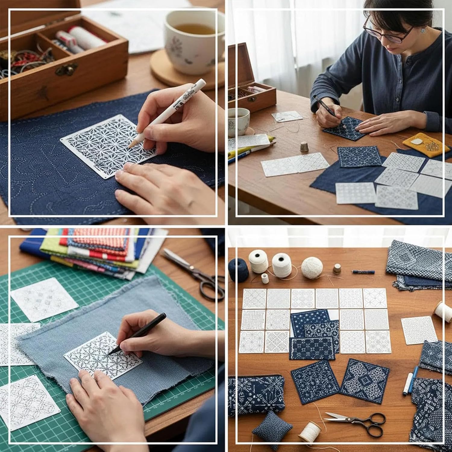 32 PCS Stencil Kit, 5.1x5.1 Inch Reusable Pattern Drawing Templates, Durable Plastic Craft Stencils
