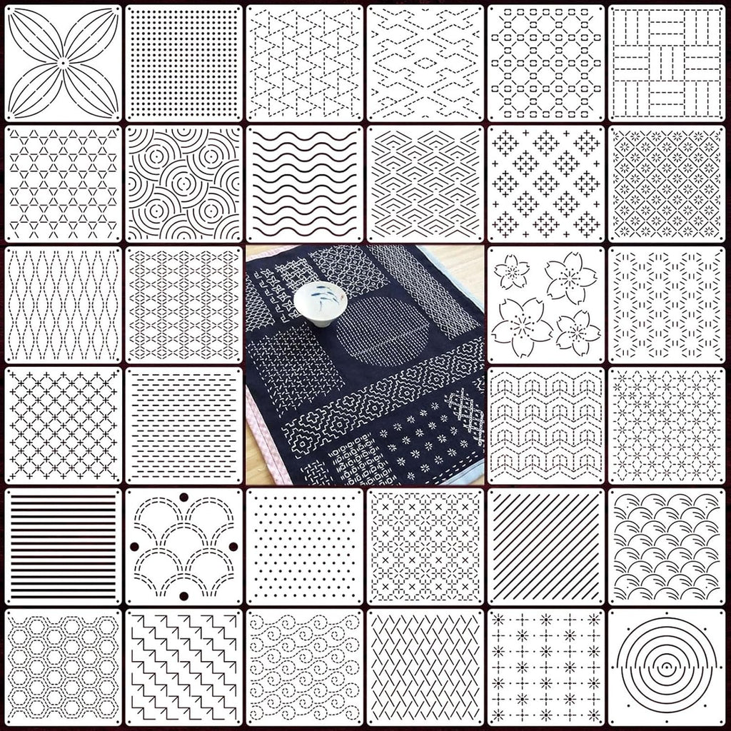 32 PCS Stencil Kit, 5.1x5.1 Inch Reusable Pattern Drawing Templates, Durable Plastic Craft Stencils