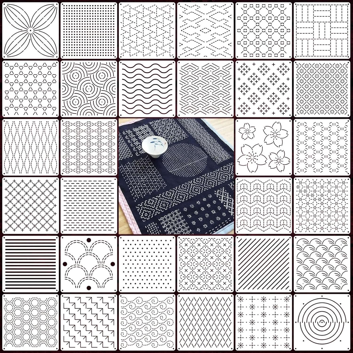32 PCS Stencil Kit, 5.1x5.1 Inch Reusable Pattern Drawing Templates, Durable Plastic Craft Stencils
