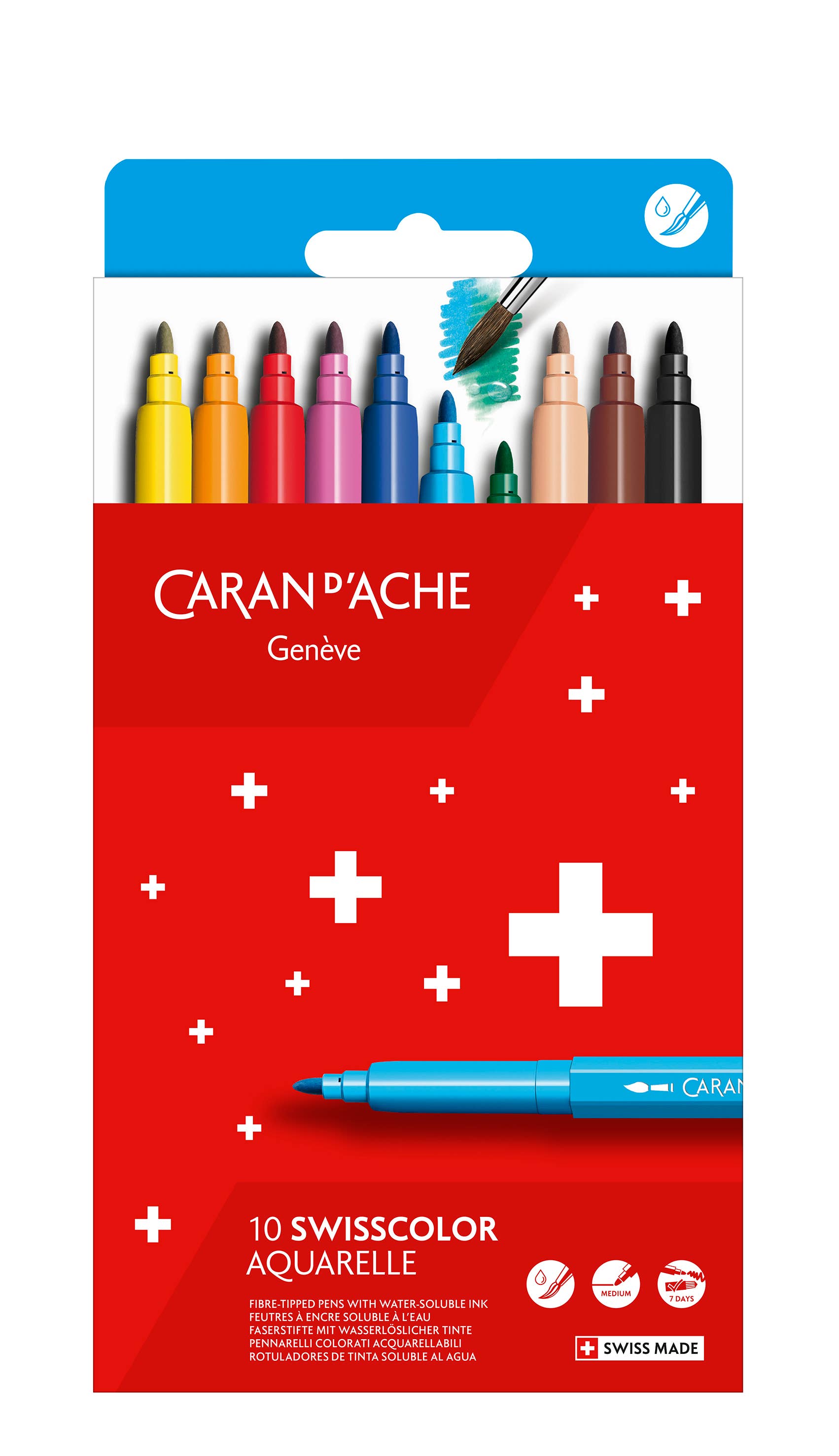 Set of 10 Fibre Pens Standard  SWISSCOLOR Cardboard Box