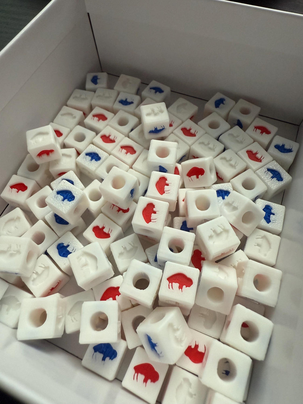 Standing Buffalo Charms/Beads QTY 10 - Red, Blue and White