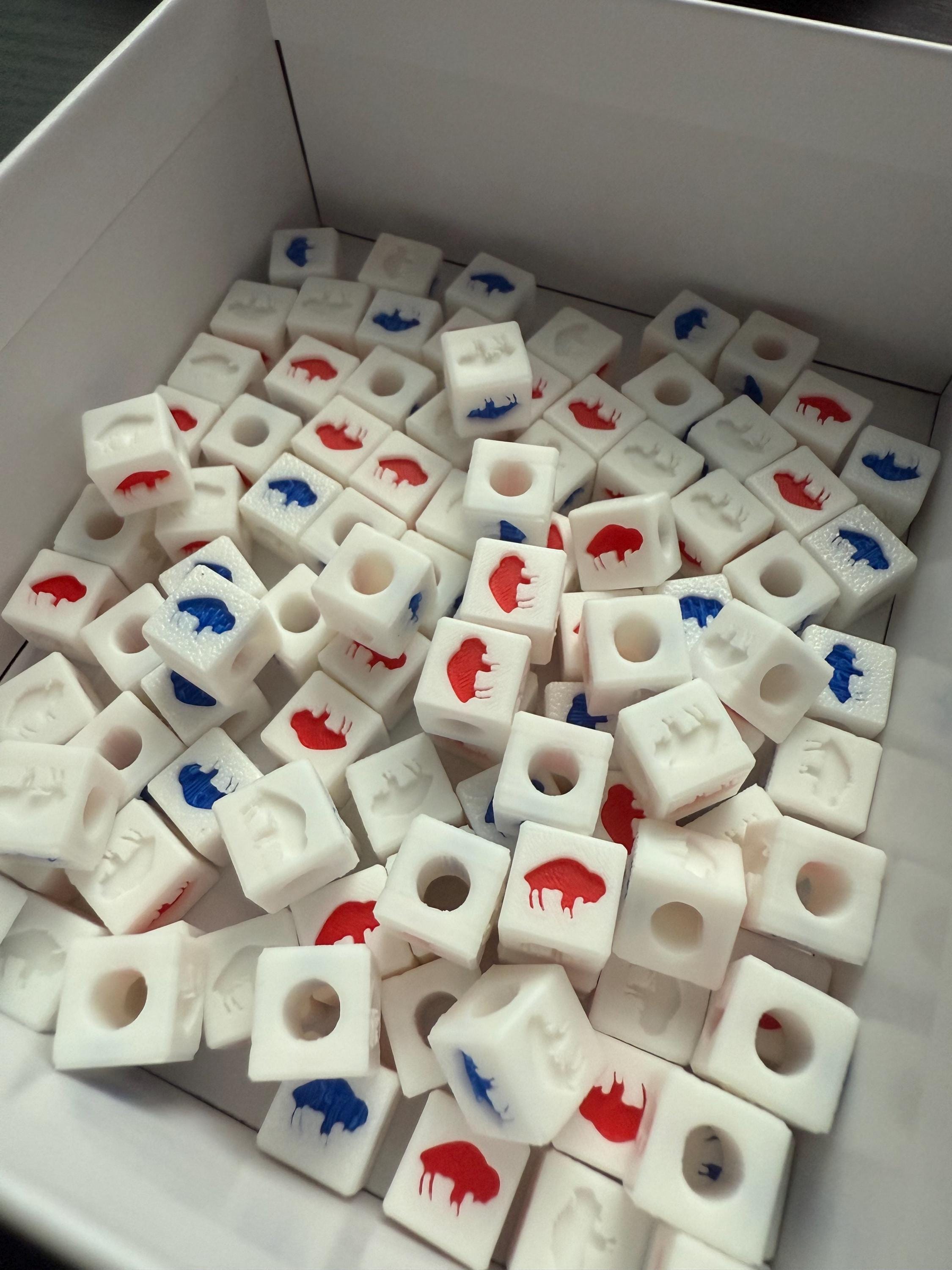 Standing Buffalo Charms/Beads QTY 10 - Red, Blue and White