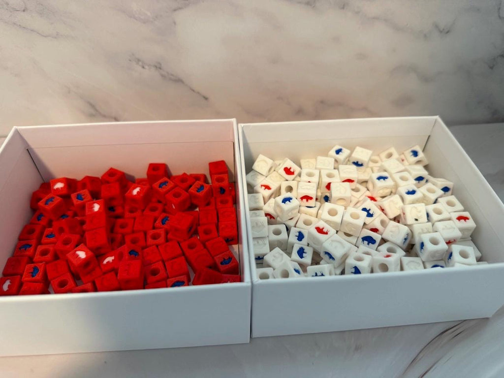 Standing Buffalo Charms/Beads QTY 10 - Red, Blue and White