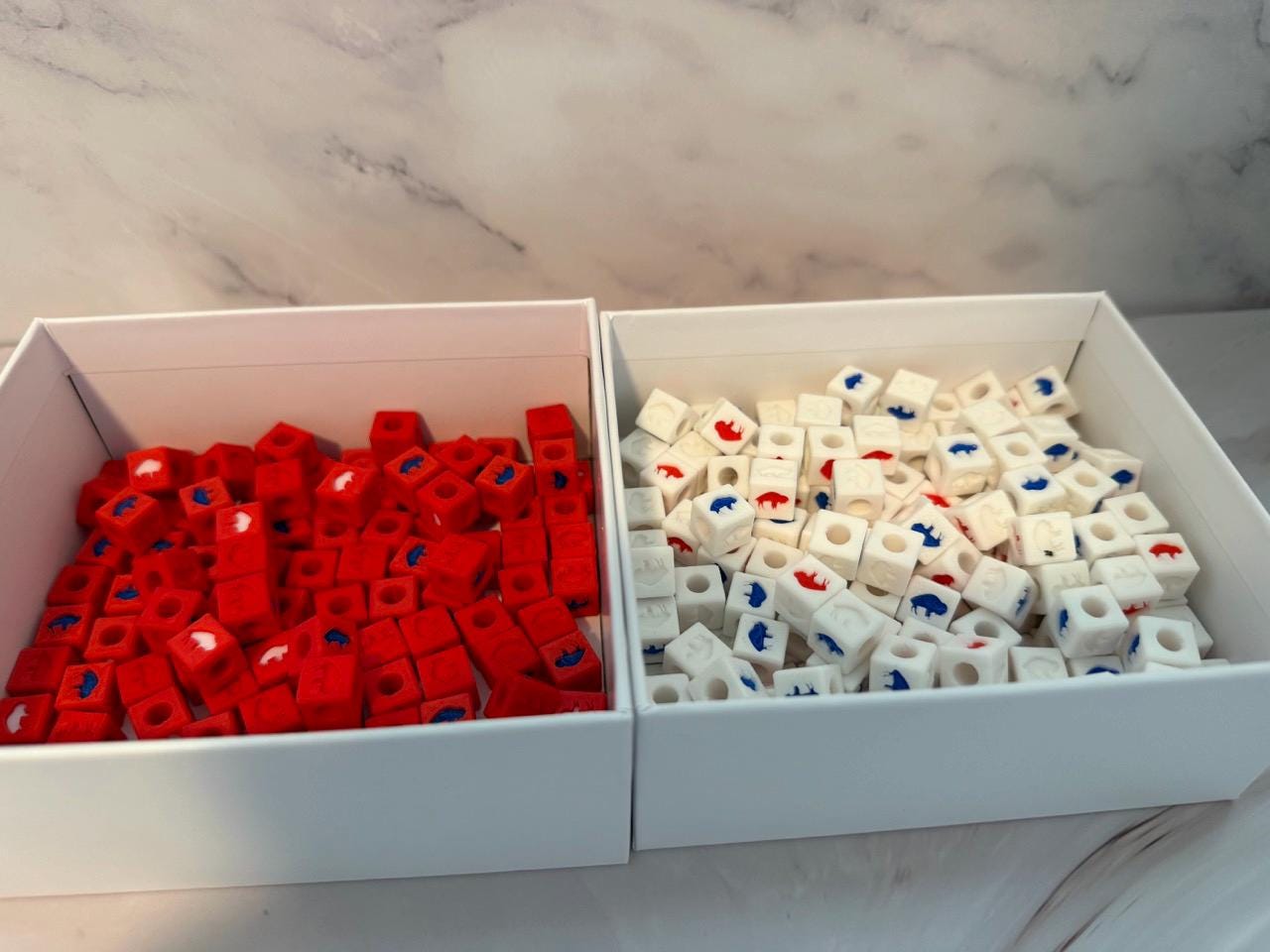 Standing Buffalo Charms/Beads QTY 10 - Red, Blue and White