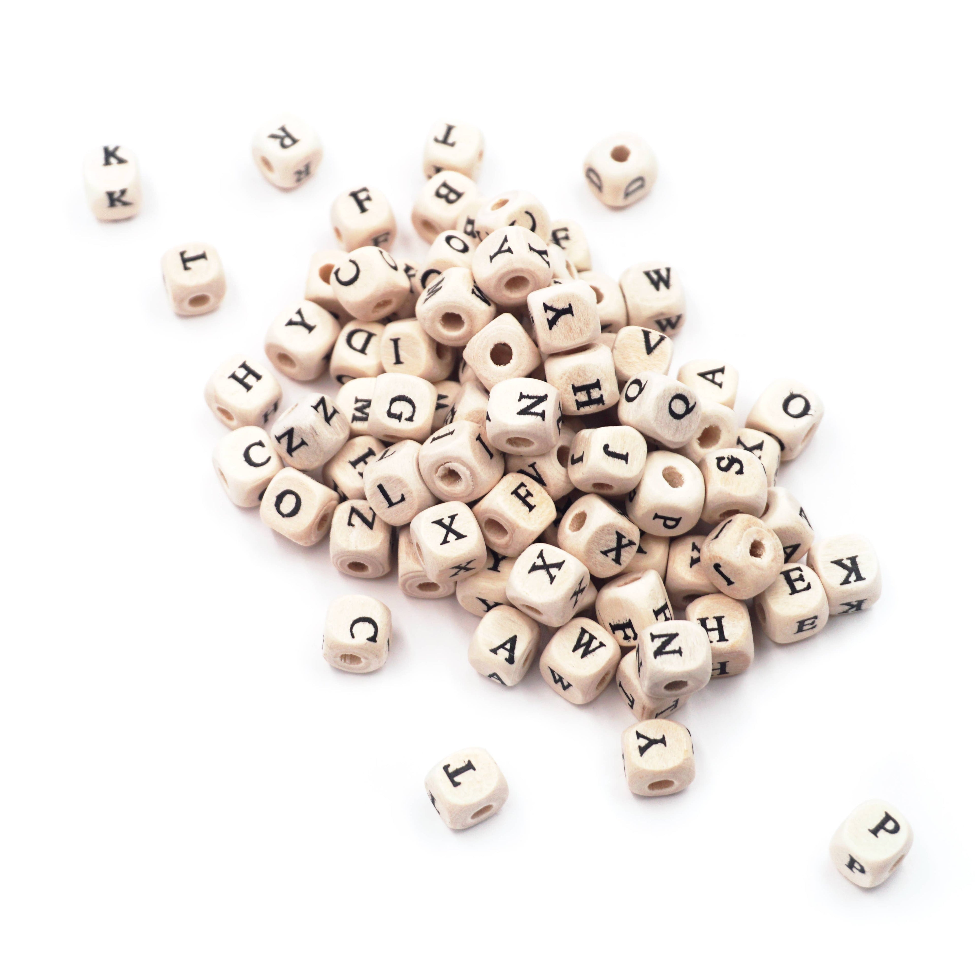 Wooden Alphabet Beads, 8mm 100ct