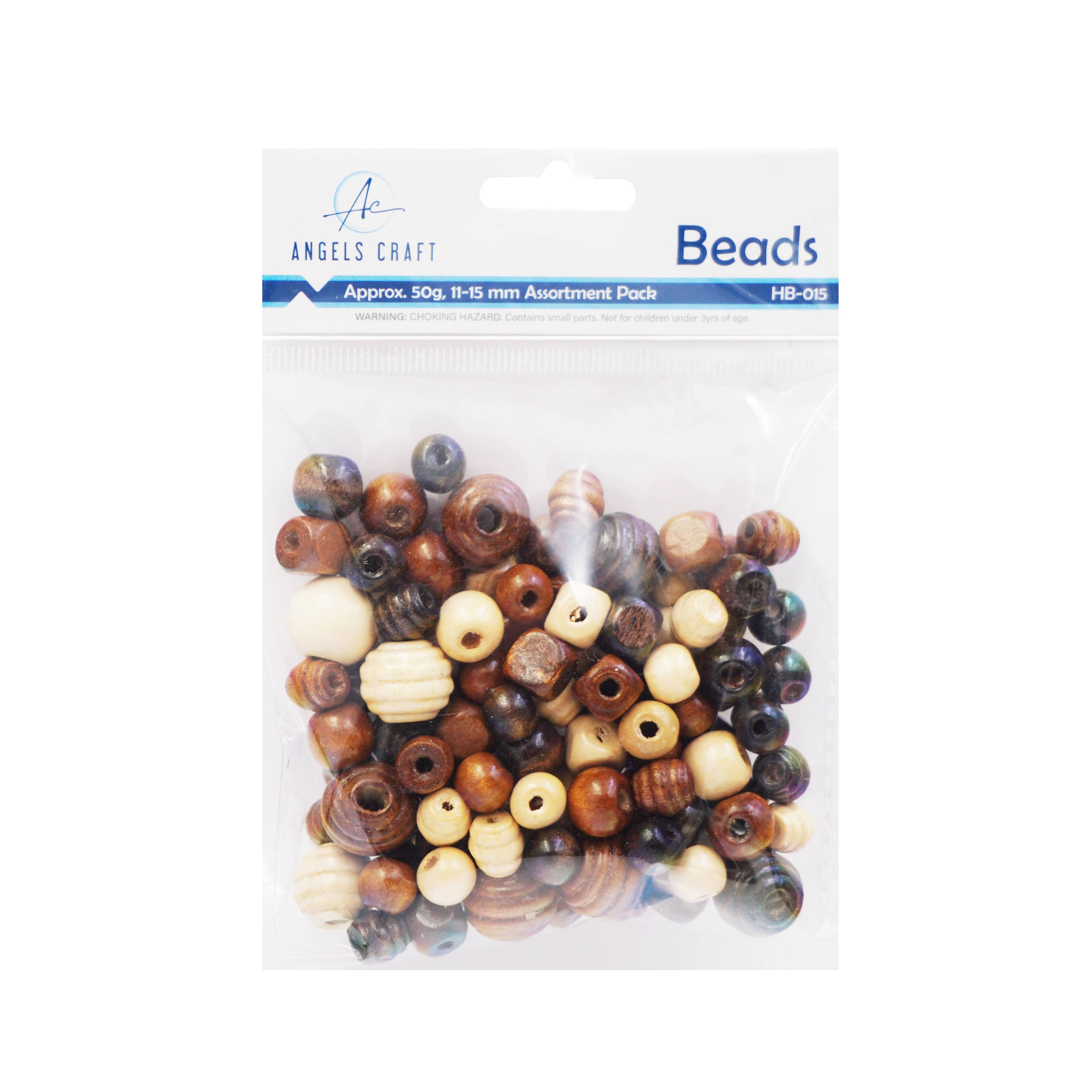 Wooden Beads 11-15mm, Asstd. Colors & Sizes