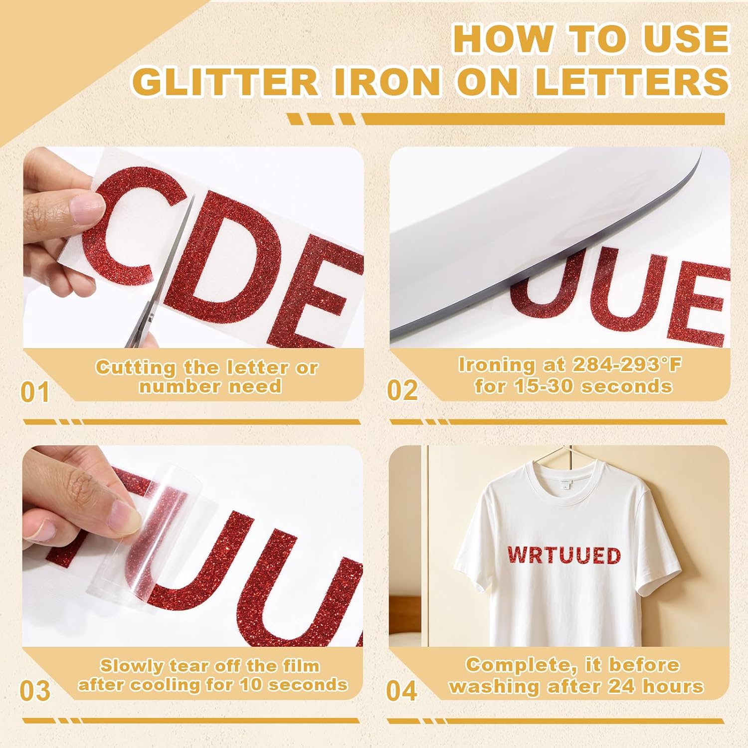 108 Pieces Iron on Letters - Red