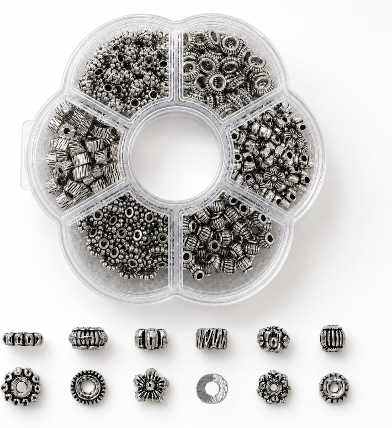 300 Pcs Antique Silver Spacer Beads